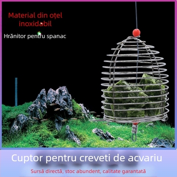 Cușcă de hrănire pentru creveți ornamentali din oțel inoxidabil, Levana, origine Shandong, pentru acvariu, set 1 bucată