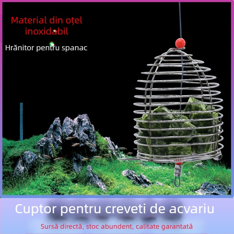 Cușcă de hrănire pentru creveți ornamentali din oțel inoxidabil, Levana, origine Shandong, pentru acvariu, set 1 bucată