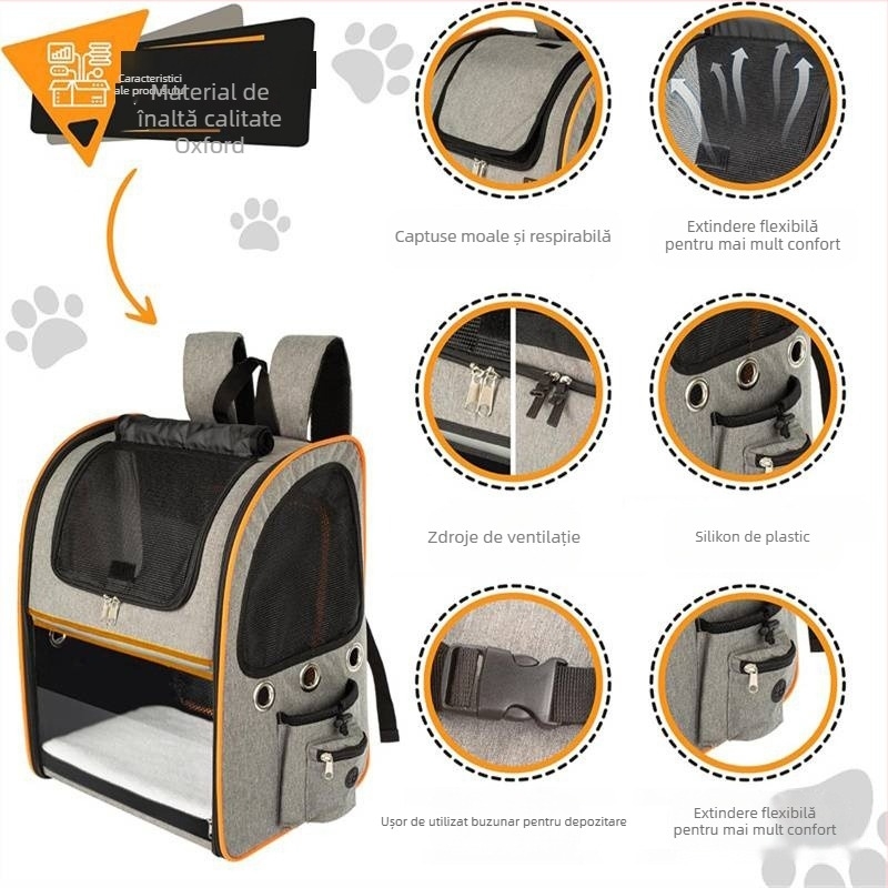 Freddy rucsac pentru animale din Oxford, capacitate mare, respirabil și extensibil, pentru pisici și câini, origine Jiangsu