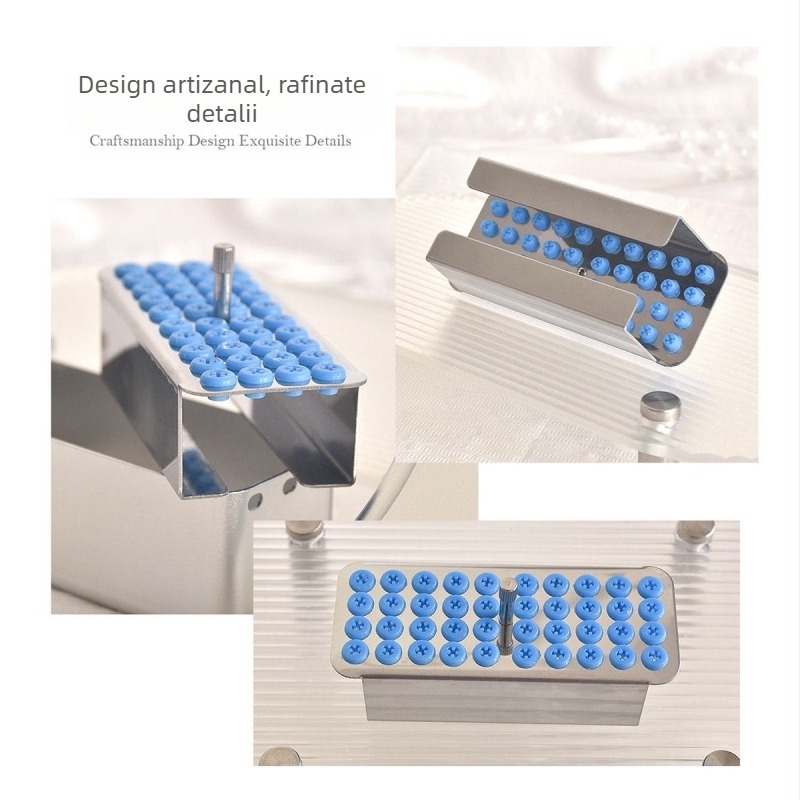 Casetă de depozitare și dezinfectare a capetelor de șlefuire, din aliaj de aluminiu, 40 de găuri, pentru unghii