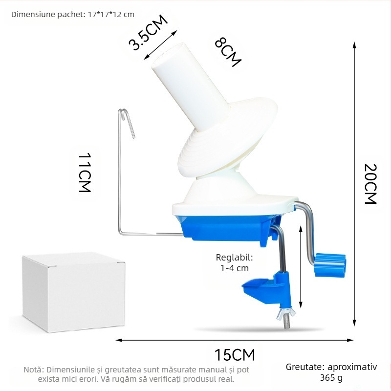 Mașină de înfășurat fir de lână - acționare manuală, compactă pentru uz casnic