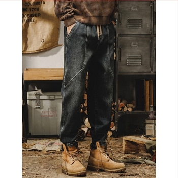 Jeans - stil american, retro greu, Amica Basic, bumbac, cinci buzunare, croială dreaptă, pentru iarnă