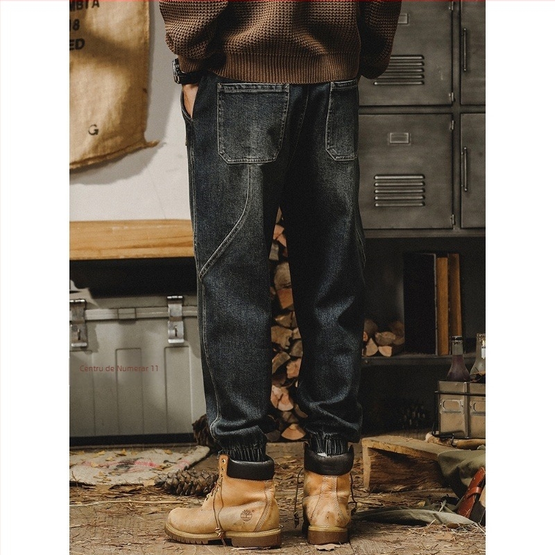 Jeans - stil american, retro greu, Amica Basic, bumbac, cinci buzunare, croială dreaptă, pentru iarnă