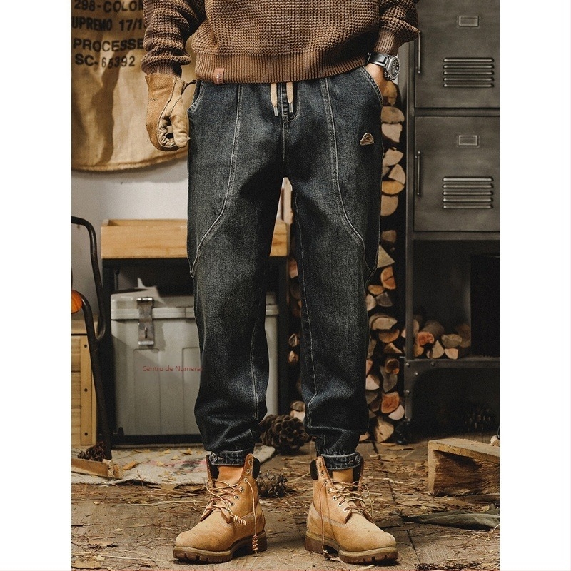 Jeans - stil american, retro greu, Amica Basic, bumbac, cinci buzunare, croială dreaptă, pentru iarnă