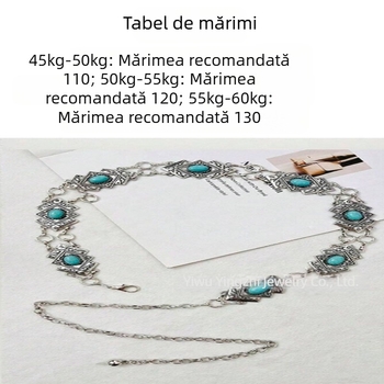 Șnur de talie din metal, în stil retro, cu elemente încrustate și închidere lobster, lansare primăvara 2023