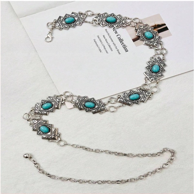 Șnur de talie din metal, în stil retro, cu elemente încrustate și închidere lobster, lansare primăvara 2023