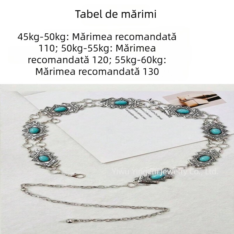 Șnur de talie din metal, în stil retro, cu elemente încrustate și închidere lobster, lansare primăvara 2023