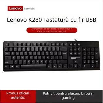Lenovo tastatură cu fir, 104 taste, ABS, rezistentă la apă, pentru desktop