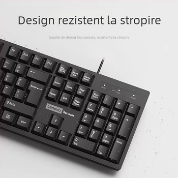 Lenovo tastatură cu fir, 104 taste, ABS, rezistentă la apă, pentru desktop