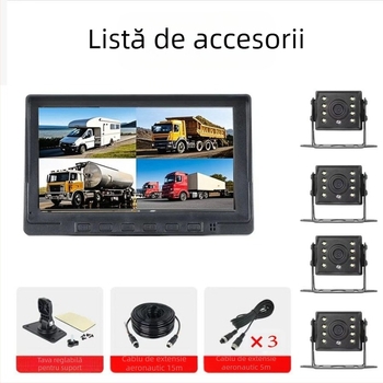 Cameră auto pentru bord cu monitorizare a unghiurilor moarte, videoclip 1080P, unghi de vizualizare 170°, poze 12MP, obiectiv F2.0, înregistrare față și spate