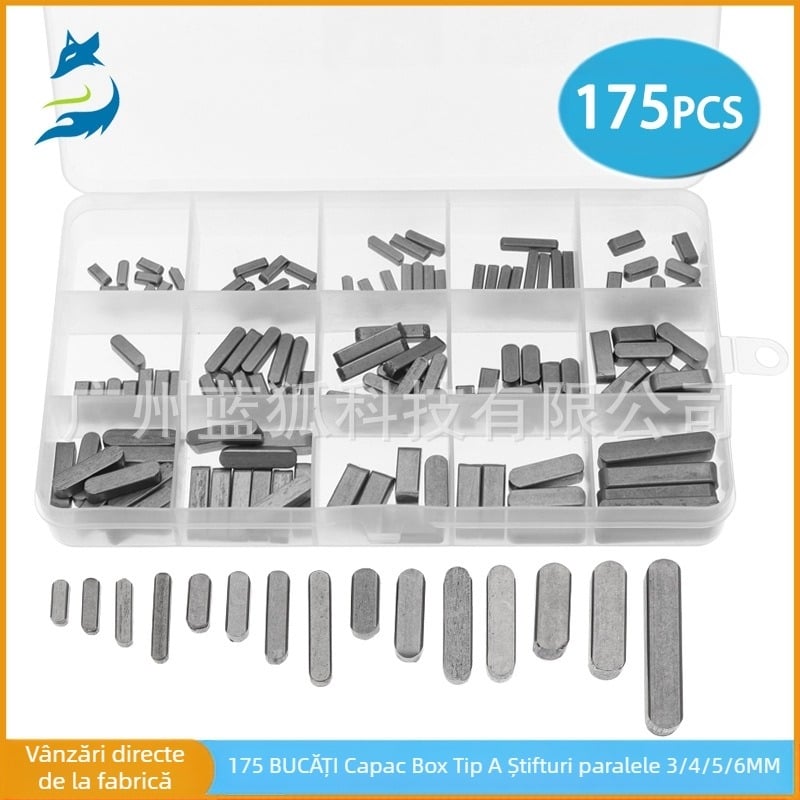 Pin cheie plat Type A, cu capete semicirculare duble, secțiune paralelă/pătrată, standard GB1096, marcă Blue Fox