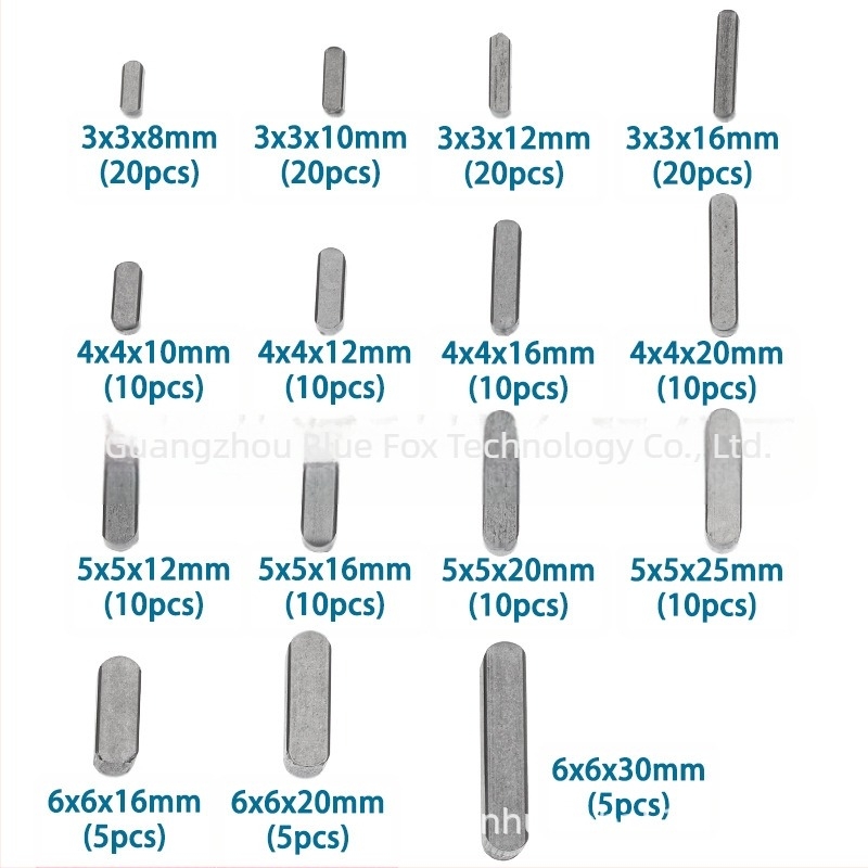 Pin cheie plat Type A, cu capete semicirculare duble, secțiune paralelă/pătrată, standard GB1096, marcă Blue Fox