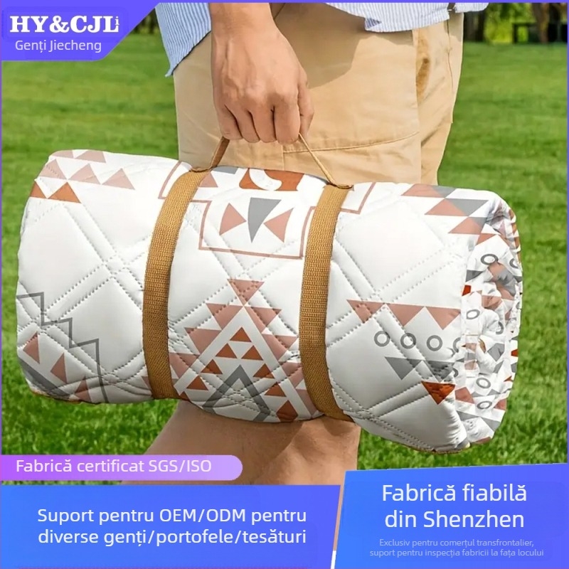Covoraș de picnic personalizat, gros pentru camping în aer liber – pliabil, impermeabil, țesătură Oxford, model 05093, 400 g, pentru mai multe persoane