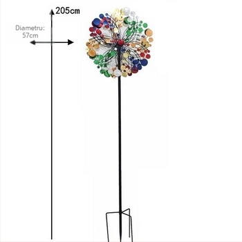 Sculptură de grădină din fier în formă de moară eoliană – stil modern minimalist, electroplacare, turnare, șlefuire