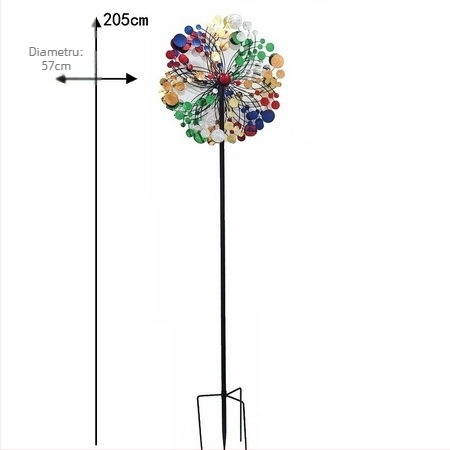 Sculptură de grădină din fier în formă de moară eoliană – stil modern minimalist, electroplacare, turnare, șlefuire