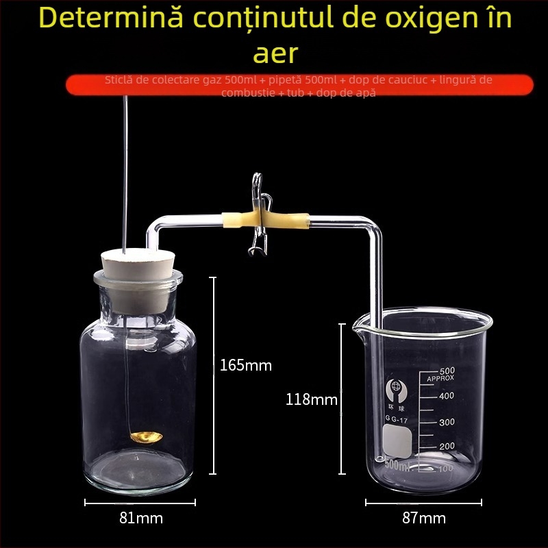 Dispozitiv educațional pentru determinarea conținutului de oxigen în aer prin combustie cu fosfor roșu
