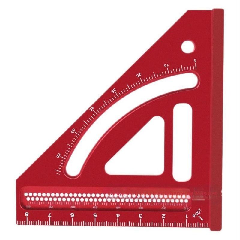 Riglă triunghiulară integrată pentru tâmplărie — marcator și riglă pătrată, aliaj de aluminiu