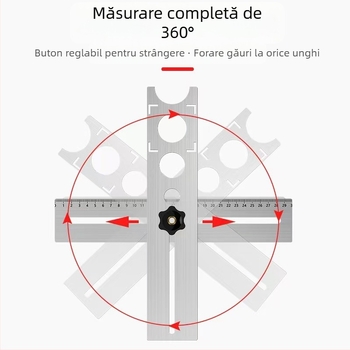 Riglă Yilin pentru Poziționarea Găurilor pe Plăci Ceramice și Sticlă – 60 de Poziții, Cu husă și Piuliță