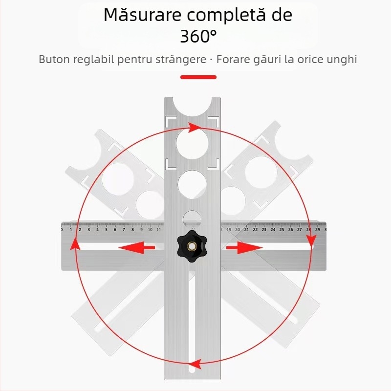 Riglă Yilin pentru Poziționarea Găurilor pe Plăci Ceramice și Sticlă – 60 de Poziții, Cu husă și Piuliță