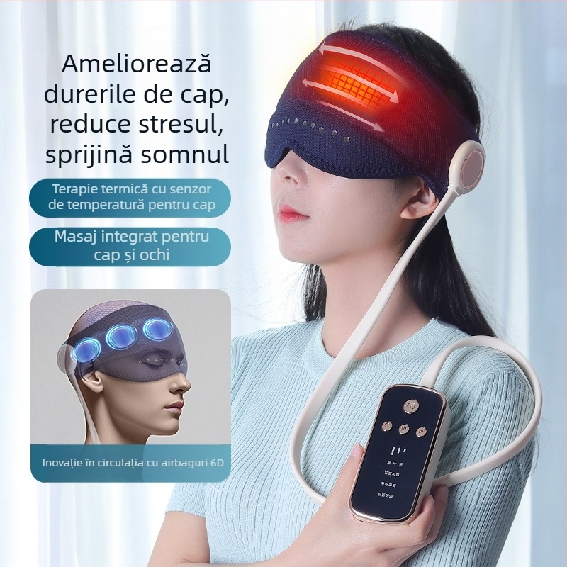 Casca de masaj cap și ochi cu airbaguri, alimentare USB, 3 viteze, model GX-501