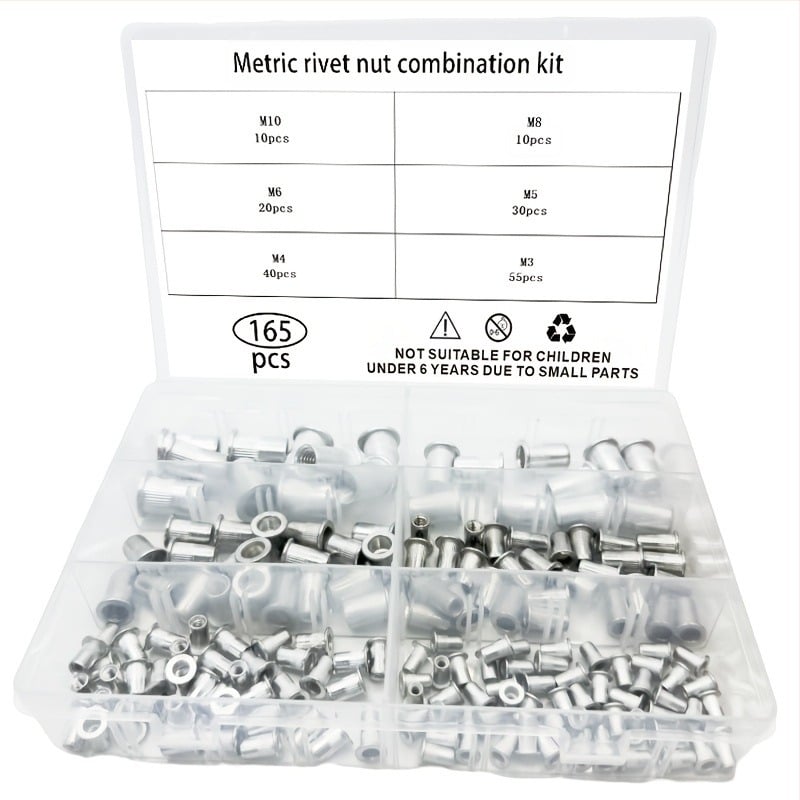 Set Rivet Nut – aliaj de aluminiu, suprafață albă, Clasa A – Rongyuda