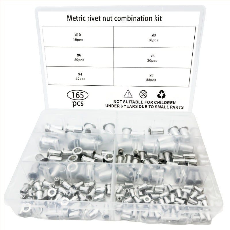 Set Rivet Nut – aliaj de aluminiu, suprafață albă, Clasa A – Rongyuda