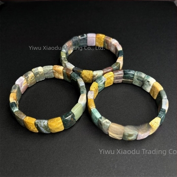 Brățară din agat natural în nuanțe de umbră – unisex, lux ușor, tăietură romb, finisaj lustruit