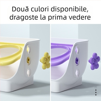 Bol dublu anti-vărsare pentru pisici, pentru hrănire și băut, din ABS, cu design întărit