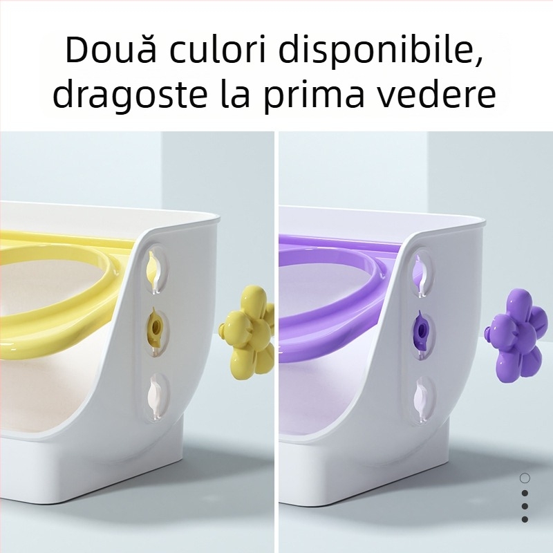 Bol dublu anti-vărsare pentru pisici, pentru hrănire și băut, din ABS, cu design întărit
