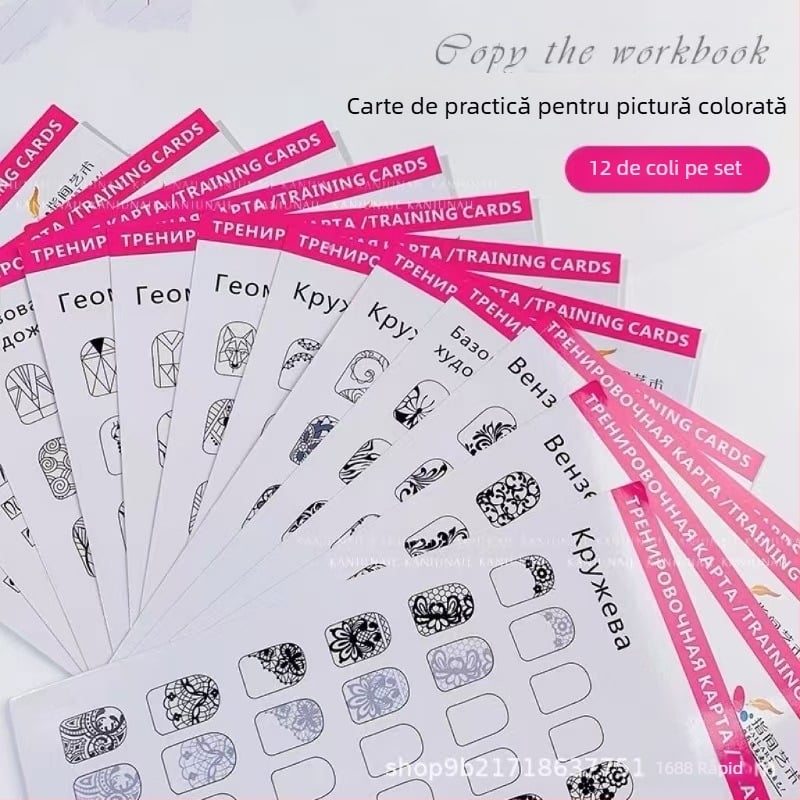 Carte de practică pentru arta unghiilor: Copierea florilor pictate pentru începători — 104 g, set de unelte pentru îngrijirea unghiilor, Material: Altul, Brand intern, pentru întreaga populație