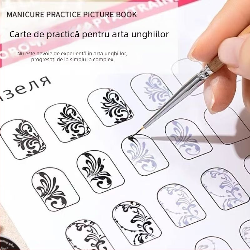 Carte de practică pentru arta unghiilor: Copierea florilor pictate pentru începători — 104 g, set de unelte pentru îngrijirea unghiilor, Material: Altul, Brand intern, pentru întreaga populație