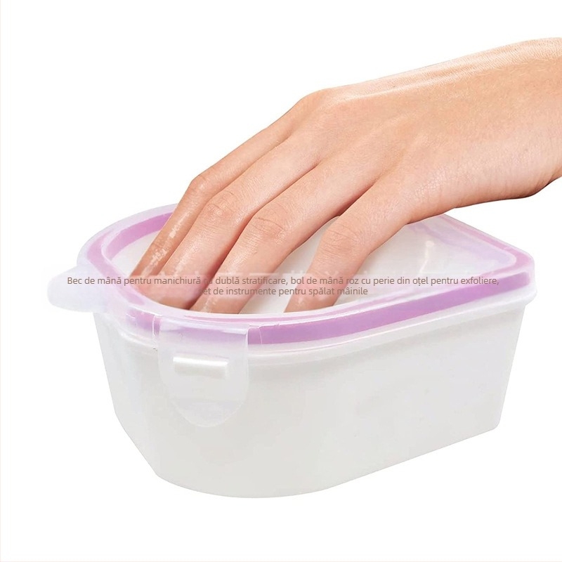 Liwei Set de manichiură – bol pentru mâini cu pereți dubli și perie din oțel exfoliantă | Unelte pentru unghii | Origine: Guangzhou