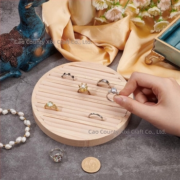 Tavă circulară din lemn pentru inele — suport pentru bijuterii, stil modern minimalist, brand Liking