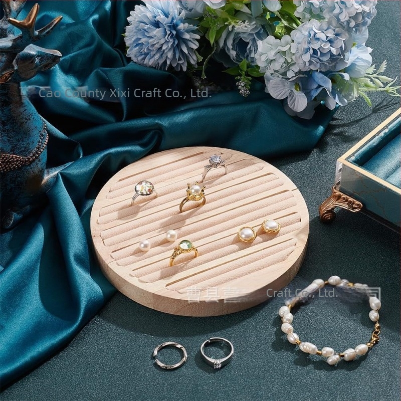 Tavă circulară din lemn pentru inele — suport pentru bijuterii, stil modern minimalist, brand Liking