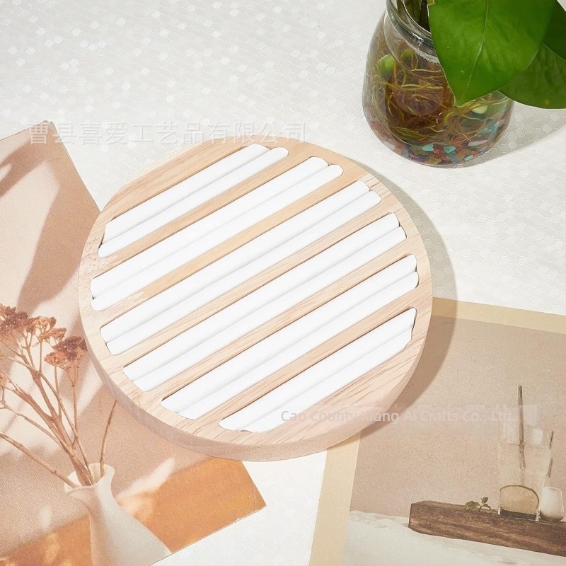 Tavă circulară din lemn pentru inele — suport pentru bijuterii, stil modern minimalist, brand Liking