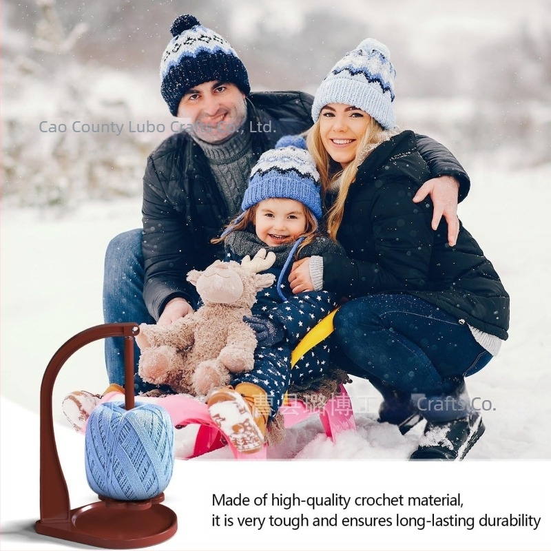 Suport din lemn pentru fir, rotativ, cu bază detașabilă în formă de floare — 3 niveluri, pentru tricotat și țesut