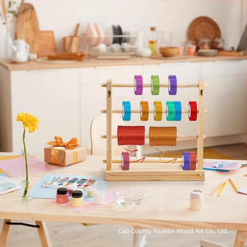 Raft de depozitare pentru panglici din lemn – 4 etaje, de birou, multifuncțional, Material: lemn/bambus, Stil: simplu și modern