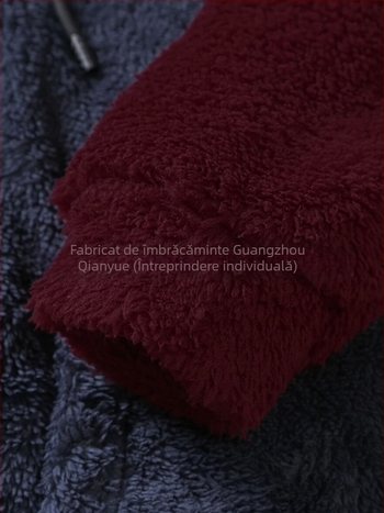 Hanorac pentru bărbați cu glugă, stil pulover, căptușit cu fleece, 100% poliester, pentru iarnă