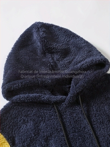 Hanorac pentru bărbați cu glugă, stil pulover, căptușit cu fleece, 100% poliester, pentru iarnă