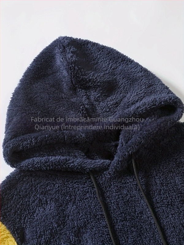 Hanorac pentru bărbați cu glugă, stil pulover, căptușit cu fleece, 100% poliester, pentru iarnă