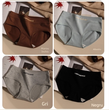 Chiloți din bumbac pentru femei, respirabili, uscare rapidă, material tricotat, talie medie, 95% bumbac