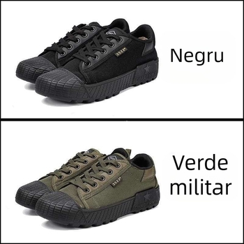 Pantofi de lucru din pânză, talpă de cauciuc, respirabili și rezistenți la uzură, mid-top, vârf cu model herringbone