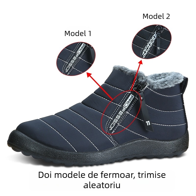 Ghete de iarnă pentru zăpadă, stil casual, partea superioară din bumbac, talpă PU, talpă antiderapantă din cauciuc