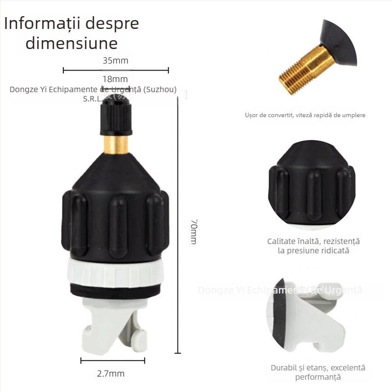 Adaptor de valve multifuncțional pentru SUP gonflabil, caiac și saltea gonflabilă; din nylon