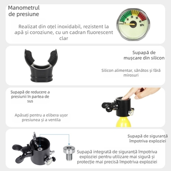 Recipient mini oxigen pentru scufundări, aliaj de aluminiu, 0.5L, brand DIDEEP, etichetă privată licențiată