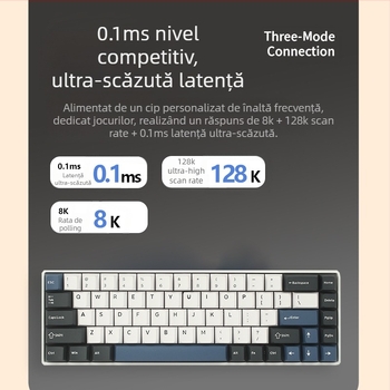 Tastatură mecanică, 99 taste, USB-C, Bluetooth 2.4G, RGB iluminare, design cu aripi duale
