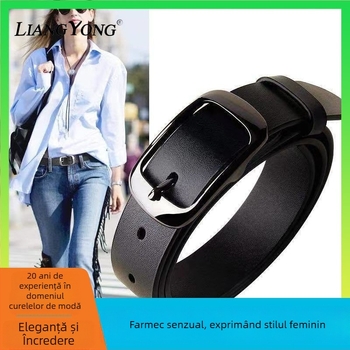 Curea de damă din piele sintetică, cataramă din aliaj, închidere cu știft, stil OL la modă, electroplacare