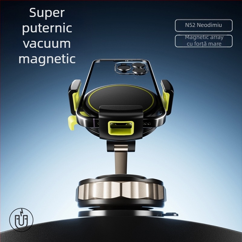 Suport auto pentru telefon cu ventuză, rotire la 360°, fixare magnetică – universal pentru bord