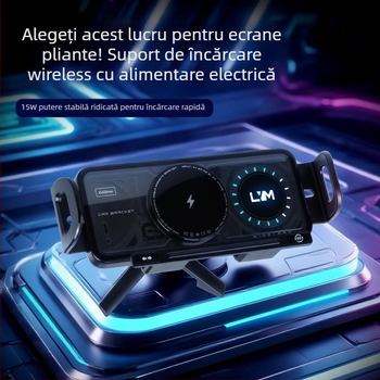 Suport pliabil pentru telefon auto cu incarcere wireless rapida - 7,5 W, montaj tip snap-on pe ventilatie, model X07, compatibil universal