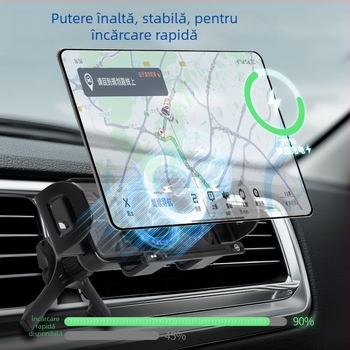 Suport pliabil pentru telefon auto cu incarcere wireless rapida - 7,5 W, montaj tip snap-on pe ventilatie, model X07, compatibil universal